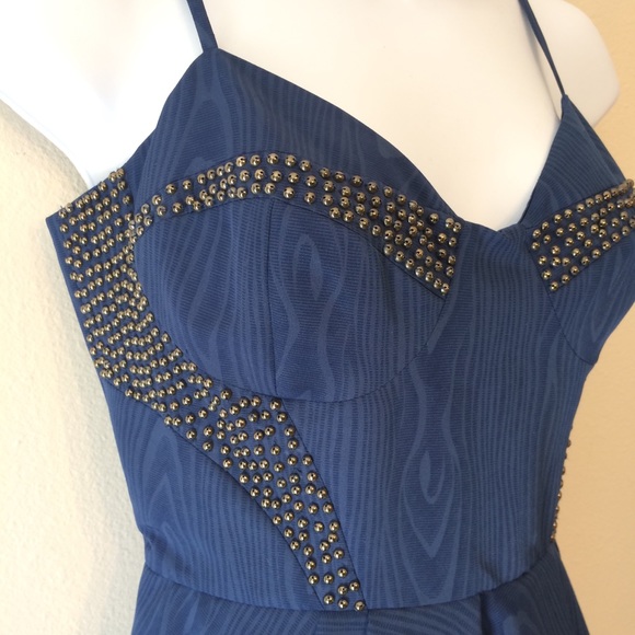 Truest Blue Woodgrain Cocktail Dress M - Picture 4 of 8